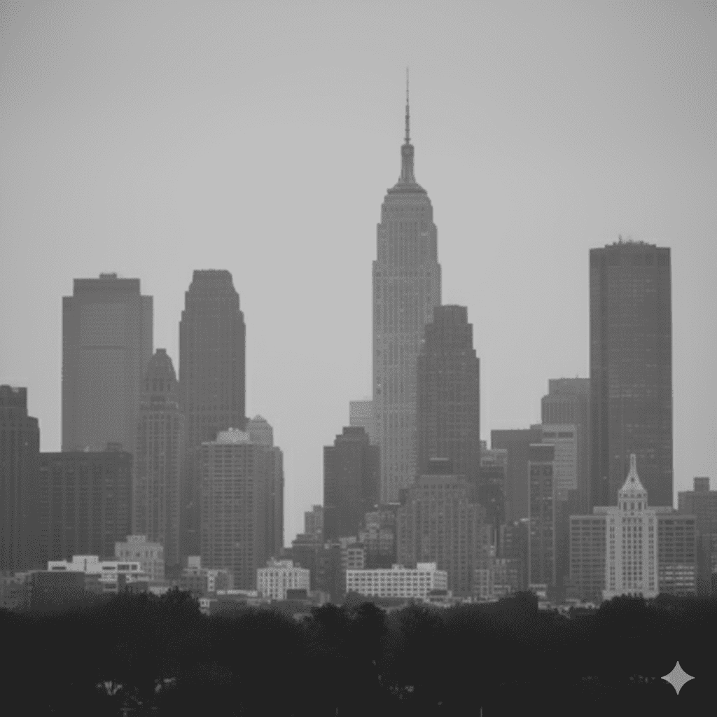 una imagen gris de una ciudad